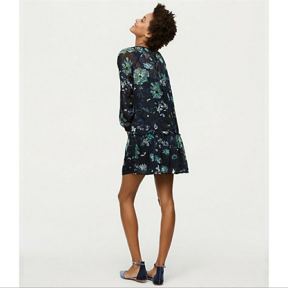 LOFT Garden Floral Flounce Dress - Picture 2 of 8